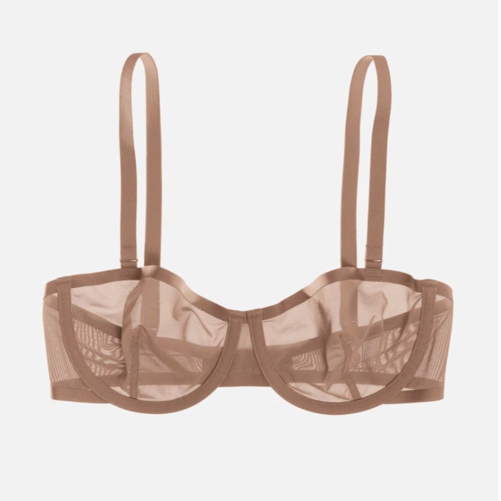 Cuup the Balconette Sheer Taupe Nude Underwire Every Day Bra Women's Size 36G